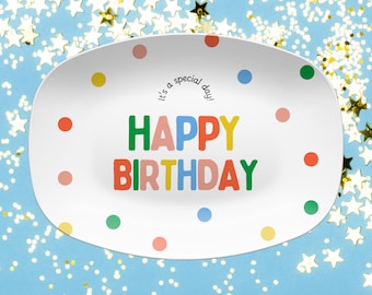 Happy Birthday Platter Reusable Special Day Unbreakable Kids Party Cake Plate