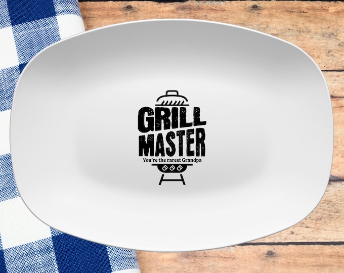Grill Master BBQ Platter Dad Birthday Gift BBQ Tray for Him Summer Cookout Plate Outdoor Party Tray Barbecue Gift Grill Dad Gift Idea
