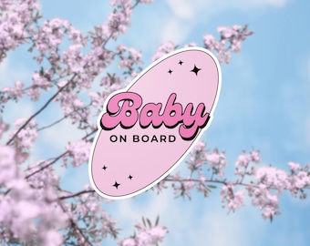 Baby On Board Magnet or Bumper Sticker Cute Car Accessory for New Parents Water-Resistant Vinyl Decal Baby Car Sign