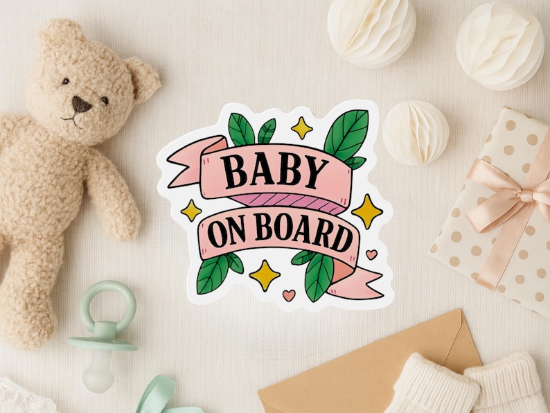 Gender-neutral Baby On Board sign perfect for new parent gift or baby shower