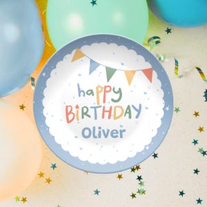 Personalized Birthday Plate Custom Name Kids Keepsake Reusable Party Dish Toddler Birthday Gift