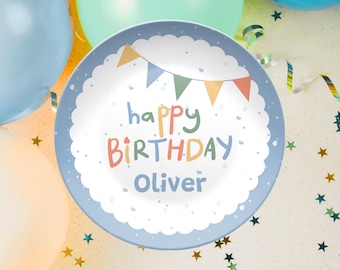 Personalized Birthday Plate Custom Name Kids Keepsake Reusable Party Dish Toddler Birthday Gift
