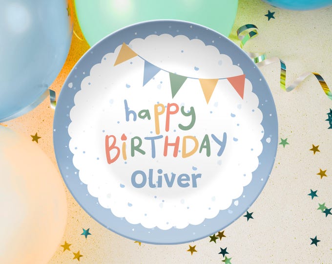 Personalized Birthday Plate Custom Name Kids Keepsake Reusable Party Dish Toddler Birthday Gift