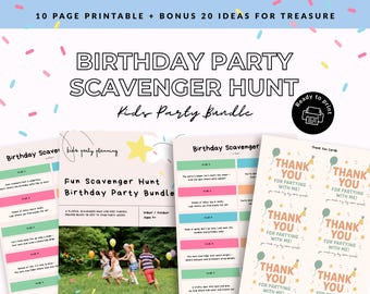 Birthday Scavenger Hunt Printable  Indoor & Outdoor Rhyming Clue Cards  Kids Party Game Editable PDF Canva – Instant Download