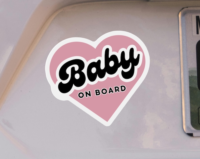 Baby On Board Car Magnet or Bumper Sticker Weatherproof Vinyl Baby Safety Sign
