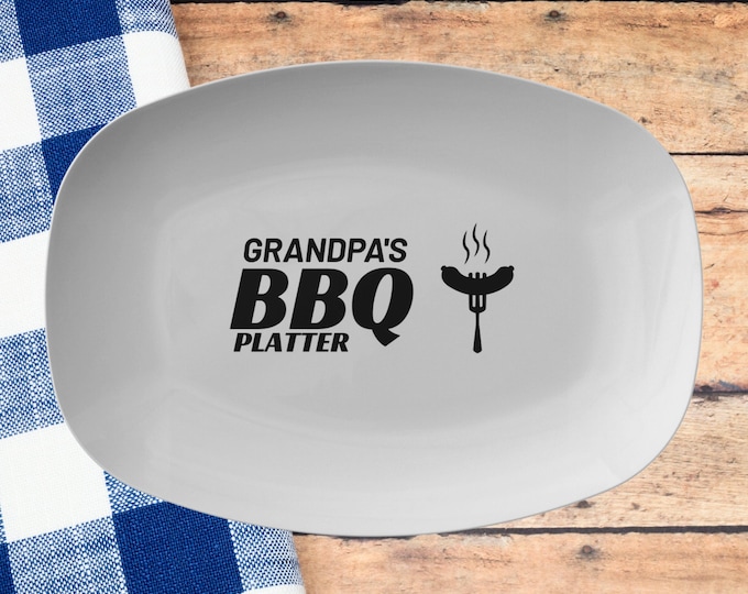 Personalized BBQ Platter for Dad Custom Grill Serving Tray Birthday Gift for Him Husband Gift Grandpa Outdoor Grilling Platter