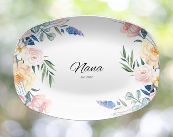 Personalized Floral Platter: Grandma's Garden Keepsake Serving Tray