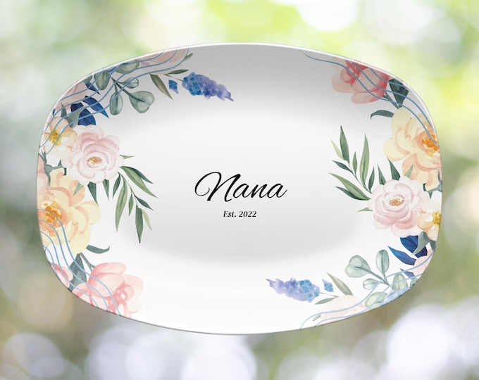 Personalized Floral Platter: Grandma's Garden Keepsake Serving Tray