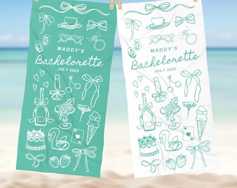 Personalized Bachelorette Beach Towel Custom Date Name Bachelorette Party Pool Towel Bride Gift Bridesmaid Gift Bridal Shower Beach Decor