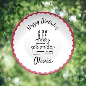 First Birthday Plate Personalized Name Gift for Girl 1st Birthday Keepsake Unbreakable Kids Party Cake Plate Custom Baby Shower Gift