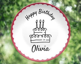 First Birthday Plate Personalized Name Gift for Girl 1st Birthday Keepsake Unbreakable Kids Party Cake Plate Custom Baby Shower Gift