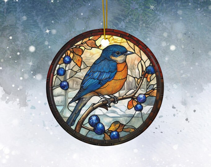 Bluebird Ornament Mountain Bluebird Christmas Bluebird Art Bluebird Gifts Holiday Christmas Ornament Bird Ornament Tree Ornament Gift
