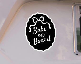 Baby On Board Magnet Bumper Sticker Coquette Bow Car Sign Baby Shower Gift