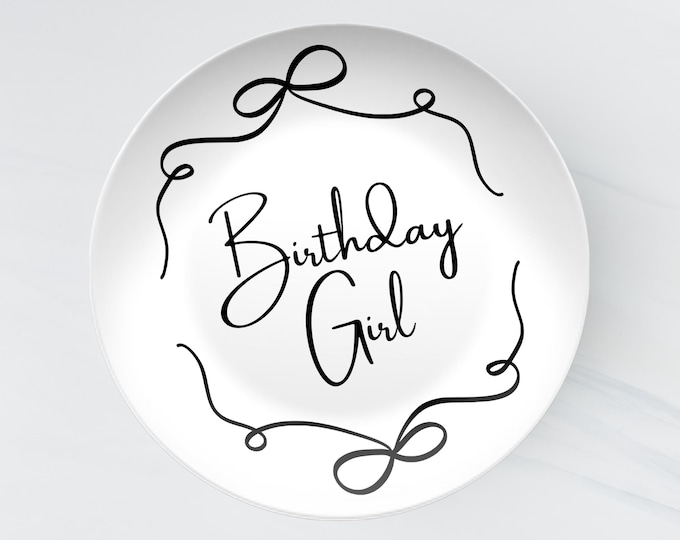 Birthday Girl/Boy Party Plate: Coquette Bow Decor, Reusable Kids Cake Dish