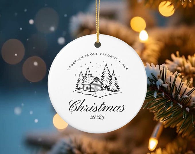 Ceramic Christmas Ornament Together Is Our Favorite Place Personalized 2025 Family Keepsake Holiday Decor