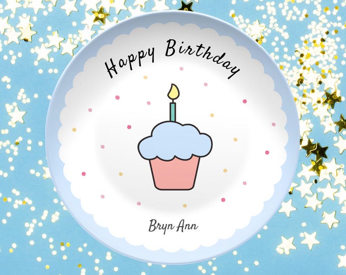 Personalized Birthday Plate: Cupcake Design, Keepsake Dinnerware