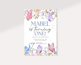 Birthday Invite Butterfly Birthday Butterfly Birthday Invite Template Canva Template Invitation Template Custom Editable Template