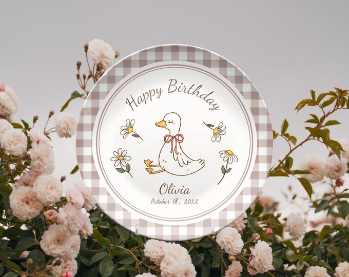Personalized Happy Birthday Plate with Name & Birthdate Custom Kids Keepsake Birthday Gift