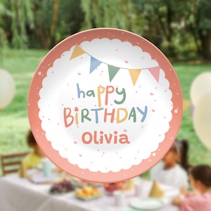 Personalized Birthday Plate Custom Name Kids Birthday Gift Colorful Party Plate Keepsake Plate Reusable Plate Toddler Birthday Dish