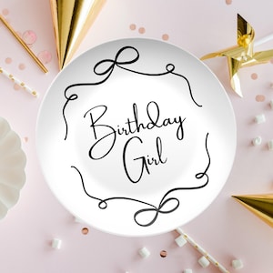 Birthday Girl/Boy Party Plate: Coquette Bow Decor, Reusable Kids Cake Dish