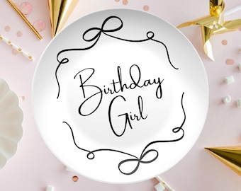 Birthday Girl/Boy Party Plate: Coquette Bow Decor, Reusable Kids Cake Dish