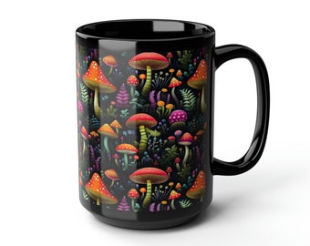 Enchanting Mushroom Mug, Cottagecore Botanical Coffee Cup - Gift for Her, Mushroom Tea Cup, Unique Gift for Mushroom Lovers