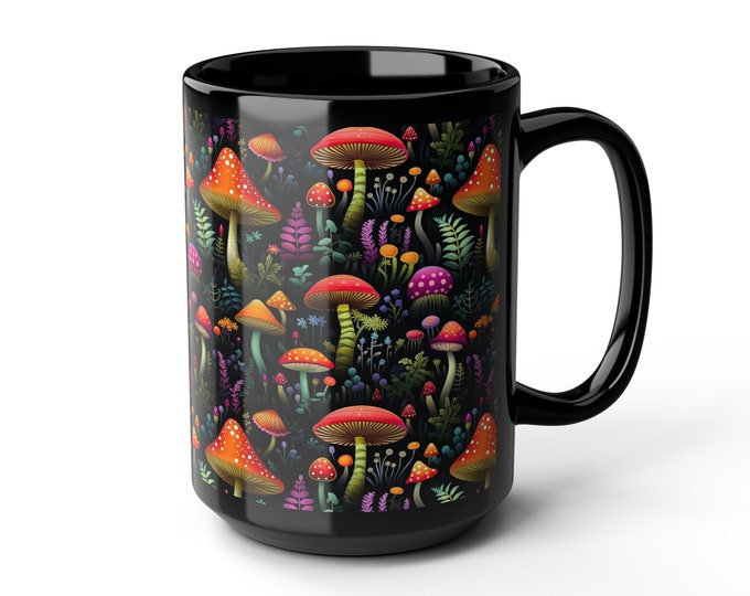 Enchanting Mushroom Mug, Cottagecore Botanical Coffee Cup - Gift for Her, Mushroom Tea Cup, Unique Gift for Mushroom Lovers