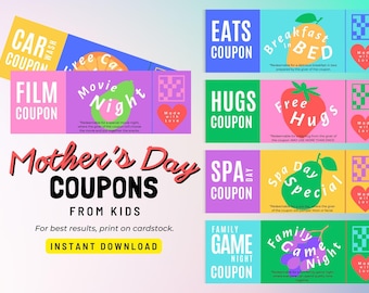Mothers Day Gifts | Printable Mother's Day Coupon Book | Coupons for Quality Time and Special Moments | Mother's Day | Instant Download