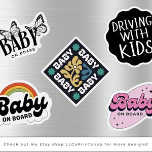 EPIC GOODS Baby On Board Sticker For Cars, Trucks, Vans [2-Pack] Baby On Board Signs, Safety Sign Decal For Kids, Heavy-Duty Waterproof Bumper Sticker | Cute Baby Shower Registry Gift (Stickers