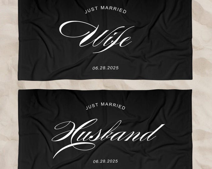 Matching Honeymoon Beach Towel Matching Couple Gift Couples Matching Set Wedding Gift Personalized Custom Couple Newlywed Gift