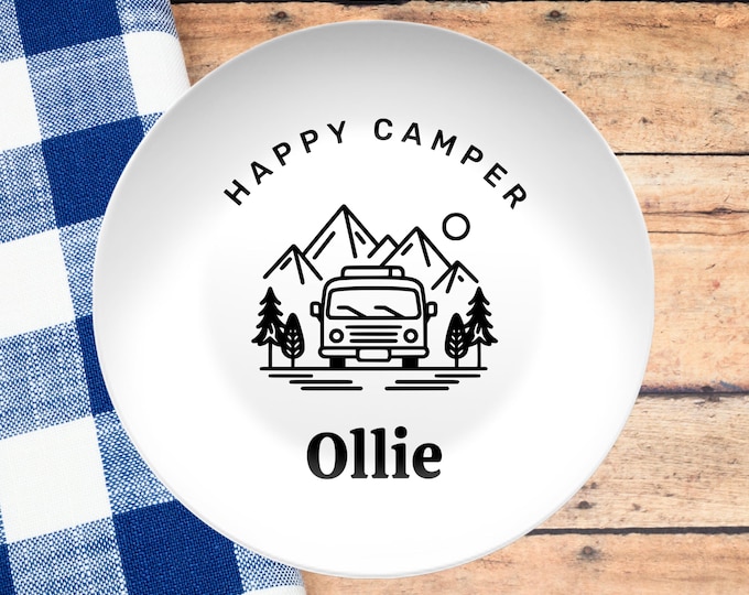 Custom Camping Plate Unbreakable Kids Plate Personalized Camp Gift Outdoor Dinnerware Durable Travel Plate Name Plate Campfire Safe Plate