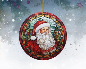 Santa Ornament Stained Glass Art Christmas Ornament Christmas Gift Ideas Teacher Gift Christmas Decor Holiday Ornament Tree Decor