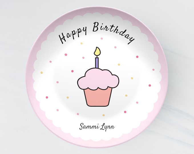Personalized Birthday Plate: Cupcake Design, Keepsake Dinnerware