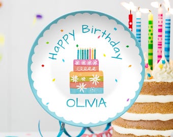 Happy Birthday Name Plate Personalized Plate Birthday Gift for All Ages First Birthday Kids Toddler Milestone Keepsake Party Plate