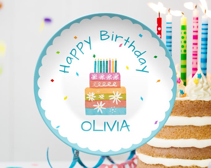 Happy Birthday Name Plate Personalized Plate Birthday Gift for All Ages First Birthday Kids Toddler Milestone Keepsake Party Plate