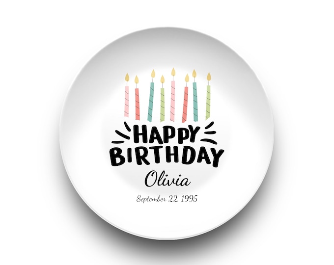 Personalized Birthday Plate: Custom Name, Date Keepsake Dinnerware