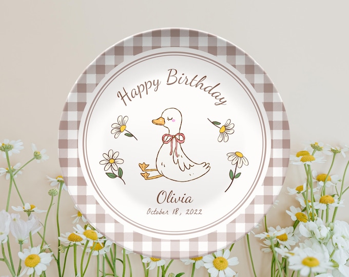 Personalized Happy Birthday Plate with Name & Birthdate Custom Kids Keepsake Birthday Gift