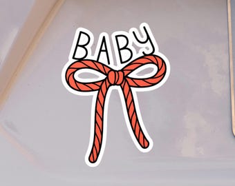 Cute Bow Ghost Baby On Board Stickers – Halloween Vinyl Decals for Cars, Laptops, Nursery, Party Favors, Cowboy Ghost or Bow