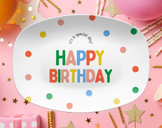 Happy Birthday Platter Reusable Special Day Unbreakable Kids Party Cake Plate
