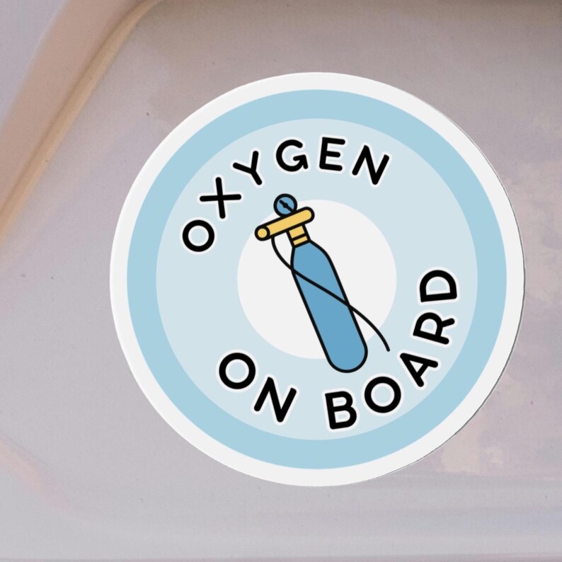 thumbnail image 2 of Set Of 3 'Oxygen On Board' Magnetic Signs For Vehicle – Durable & Removable 2 of 5