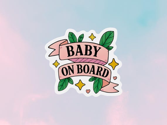 Baby On Board Magnet or Sticker: Pink Ribbon Car Safety Sign