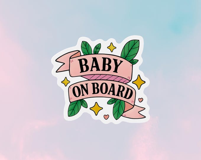 Baby On Board Magnet or Sticker: Pink Ribbon Car Safety Sign