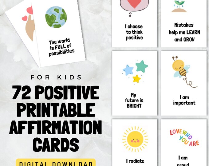 Affirmation Cards | Mindfulness | Affirmations | For Kids | Daily Affirmations |  Positive Affirmations | Mental Health | Printable