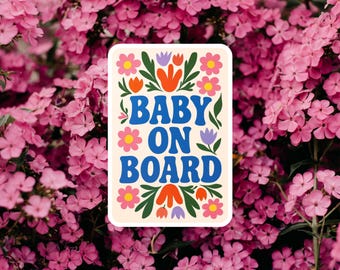 Baby On Board Car Sign Floral Magnet Sticker Car Accessory