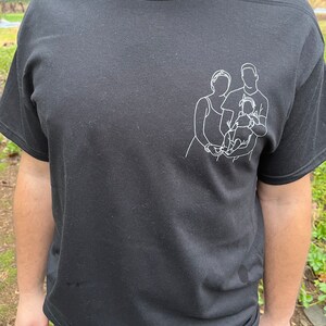 Custom Line drawing from your photo Tee Shirt, T-shirt, Outline Drawing, Personalized Outline Photo T Shirt, Portrait Tee