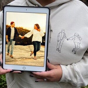 Custom Line drawing from your photo hoodie, Hooded Sweatshirt, Outline Drawing, Personalized Outline Photo Sweatshirt, Portrait Sweatshirt,