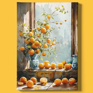 Orange Art Print | Orange Wall Art | Fruit Art | Orange Poster | Citrus Fruit Watercolor | Still Life Art | Kitchen Decor | Instant Download