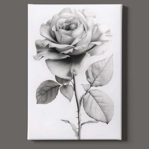 Rose Sketch Print | Rose Sketch Wall Art | Black and White Painting | Floral Print | Botany Print | Monochrome Art Print | Instant Download