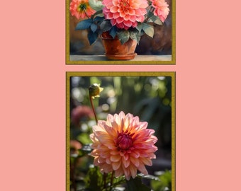 Dahlia Art Print Digital Download Bundle: A Set of 2 Printables for Your Living Room