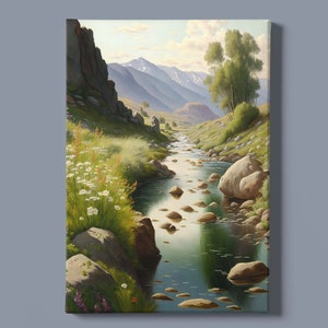 Creek Art Print Instant Download: Printable Artwork of a Mountain Stream
